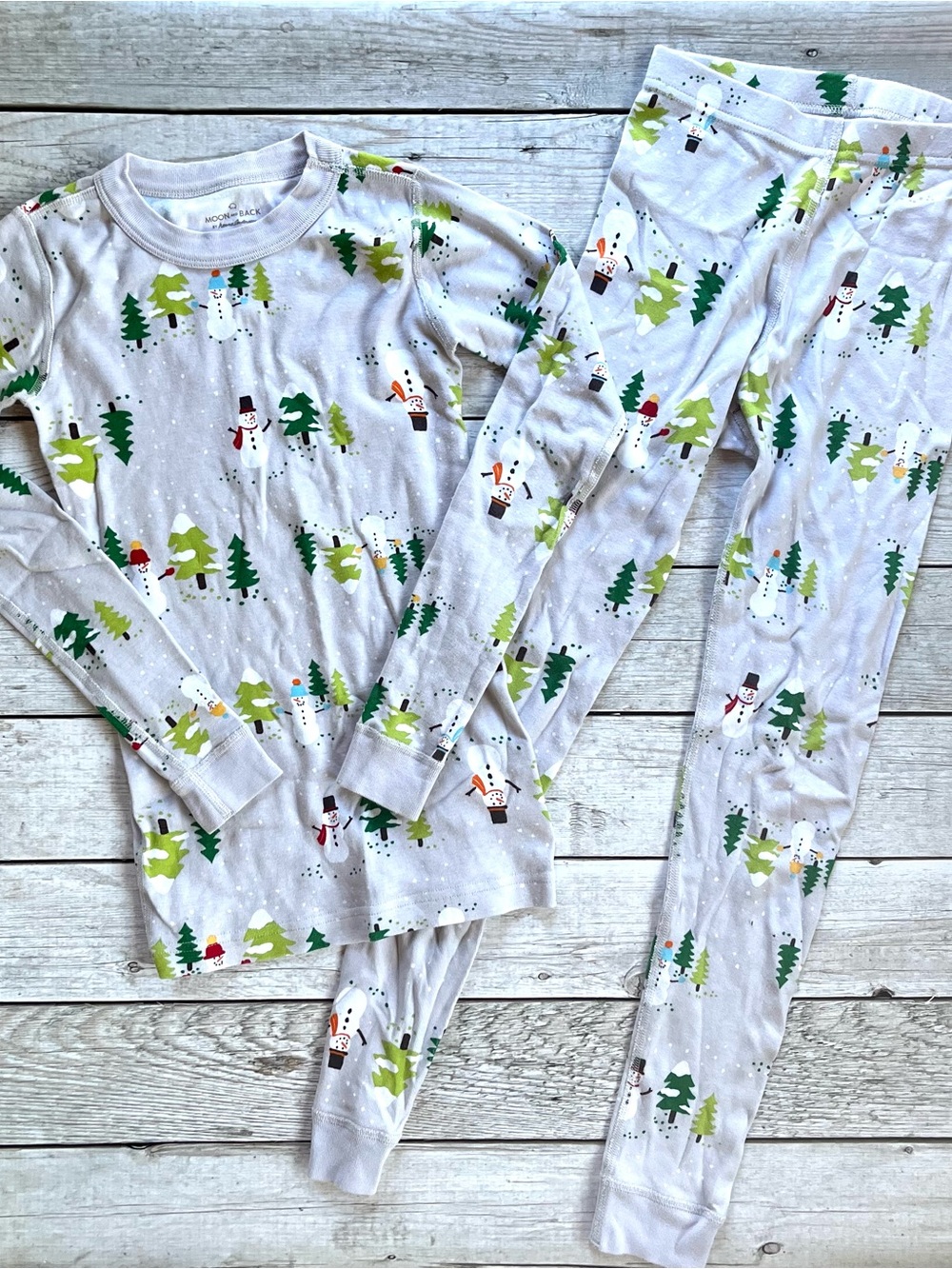 Moon and Back by Hanna Andersson Snowman Kids Pajama Set